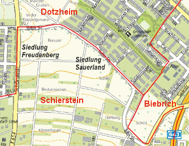 Sylter Straße mit Grenzen der Ortsbezirke