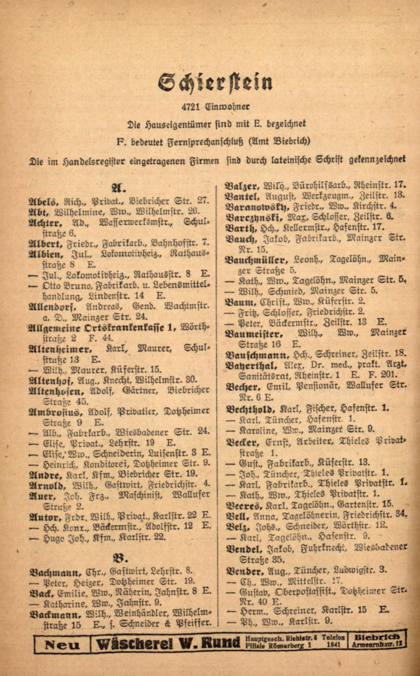 Adressbuch 1920