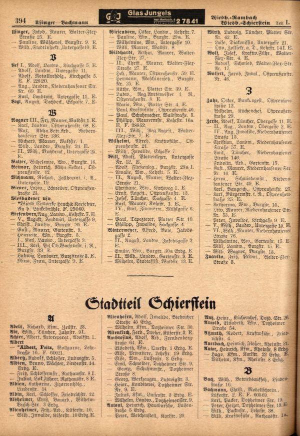 Adressbuch 1938